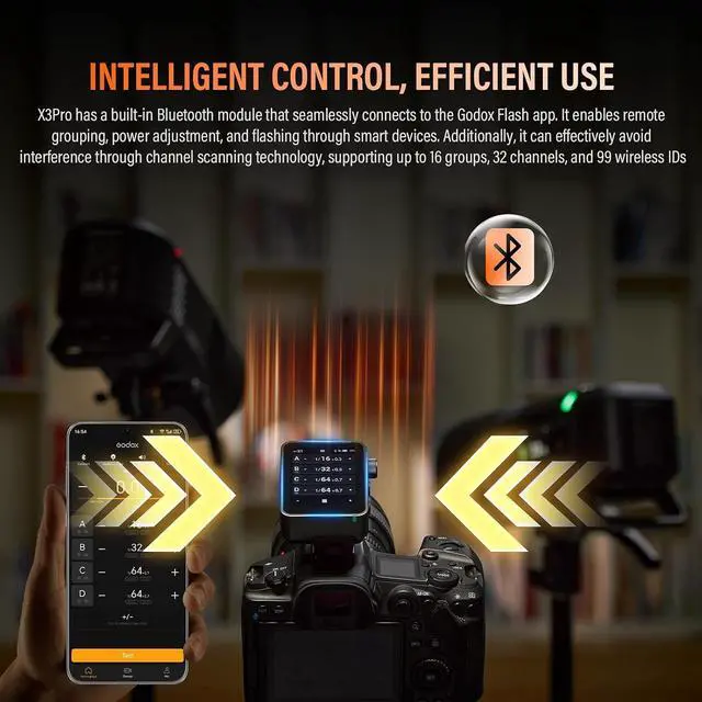 Alt view image 6 of 7 - X3 Pro C (2026) Trigger for Canon, 2.4G TTL HSS Touchscreen Transmitter with Bluetooth & APP Control, Shutter Control for Camera