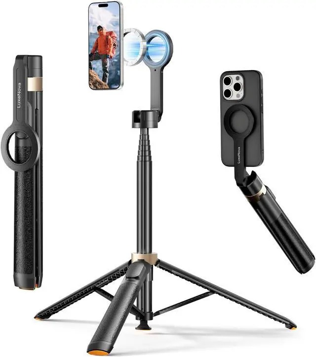 Main image of Magnetic Selfie Stick Tripod 72 Inch for iPhone MagSafe, Extendable Phone Tripod Stand with Bluetooth Remote, 360° Rotation Aluminum Selfie Stick for Travel, Vlog, TikTok
