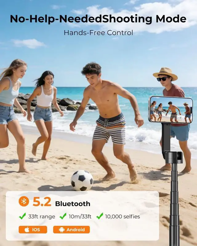 Alt view image 7 of 7 - Magnetic Selfie Stick Tripod 72 Inch for iPhone MagSafe, Extendable Phone Tripod Stand with Bluetooth Remote, 360° Rotation Aluminum Selfie Stick for Travel, Vlog, TikTok
