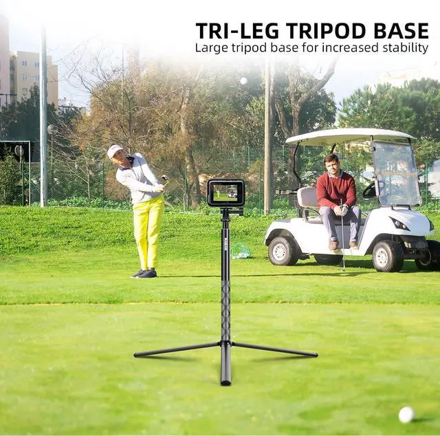 Alt view image 5 of 7 - Golf Tripod Monopod, Monopod and Tripod Selfie Stick to Record Golf Swing | 67.3" Adjustable Phone Tripod Stand, Phone Holder for iPhone/Android, 21cm Spike, Tripod