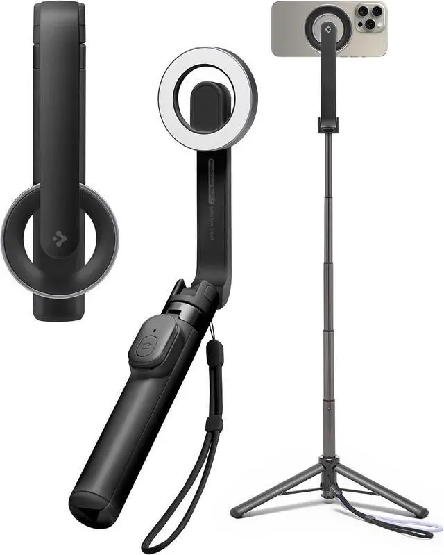 Main image of Selfie Stick Tripod Stand with Bluetooth Remote Control Shutter 24" Extendable Compatible with MagSafe iPhone 17/16/15/14/13/12 Pixelsnap Pixel 10 Series & More - Black (S571W)