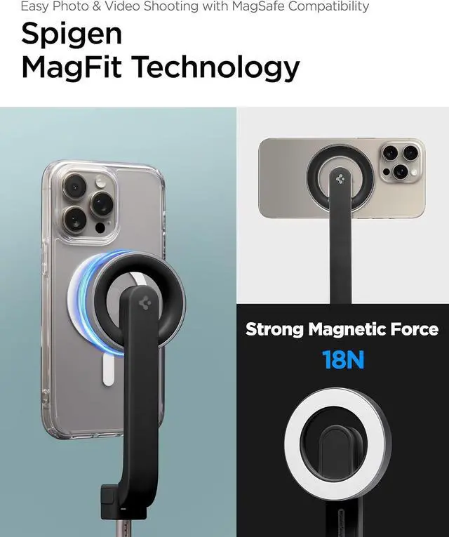 Alt view image 3 of 7 - Selfie Stick Tripod Stand with Bluetooth Remote Control Shutter 24" Extendable Compatible with MagSafe iPhone 17/16/15/14/13/12 Pixelsnap Pixel 10 Series & More - Black (S571W)