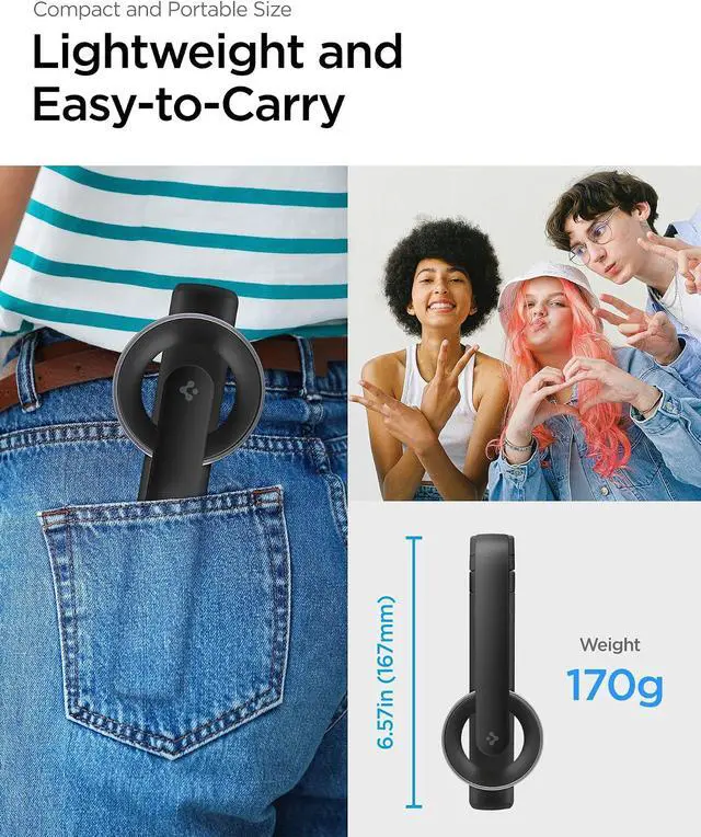 Alt view image 5 of 7 - Selfie Stick Tripod Stand with Bluetooth Remote Control Shutter 24" Extendable Compatible with MagSafe iPhone 17/16/15/14/13/12 Pixelsnap Pixel 10 Series & More - Black (S571W)