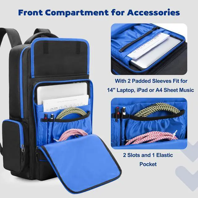 Alt view image 2 of 7 - Carrying Bag Backpack Compatible with Boss GT-1/ME-80/ME-90/GX-100/GT-1000 Guitar Multi-Effects Pedal, Guitar Pedal Board Storage Case with Pockets for Laptop, Cables or Other Accessories
