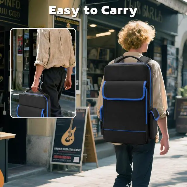 Alt view image 6 of 7 - Carrying Bag Backpack Compatible with Boss GT-1/ME-80/ME-90/GX-100/GT-1000 Guitar Multi-Effects Pedal, Guitar Pedal Board Storage Case with Pockets for Laptop, Cables or Other Accessories