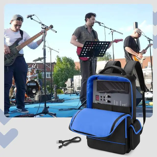 Alt view image 7 of 7 - Carrying Bag Backpack Compatible with Boss GT-1/ME-80/ME-90/GX-100/GT-1000 Guitar Multi-Effects Pedal, Guitar Pedal Board Storage Case with Pockets for Laptop, Cables or Other Accessories