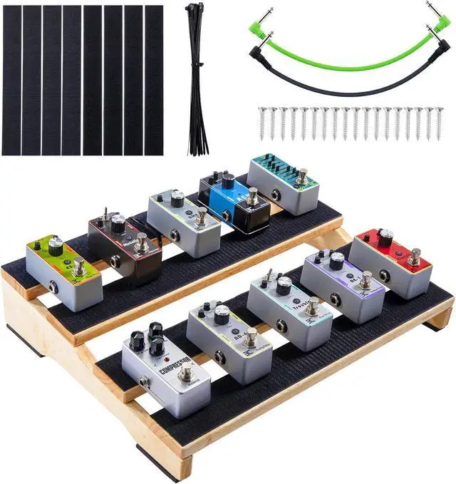 Main image of 15.7" Big Wooden Pedal Board Guitar Effects Big Capacity Pedalboard with Mountain Tape & Cable Tie, Pro