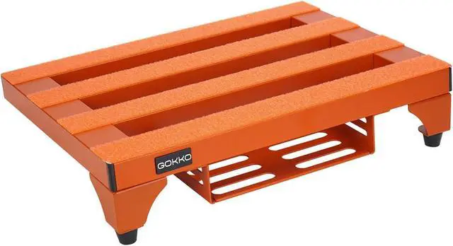 Alt view image 2 of 6 - Aluminum Alloy Guitar Pedal Board 13.8" x 11" Pedalboard with Power Supply Bracket, Includes Carry Bag & Mounting Tapes (Orange, GKA-14OR)