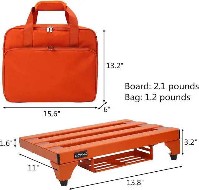 Alt view image 6 of 6 - Aluminum Alloy Guitar Pedal Board 13.8" x 11" Pedalboard with Power Supply Bracket, Includes Carry Bag & Mounting Tapes (Orange, GKA-14OR)
