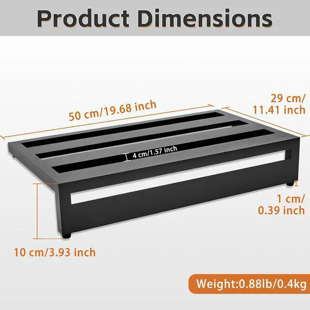 Alt view image 2 of 7 - Guitar Pedal Board, 19.7x11.4x3.93", Aluminum Alloy Black Effects PedalBoard with 4 pcs 6 inch Guitar Pedal Cable, Carrying Bag, Adhesive Hookside Tape