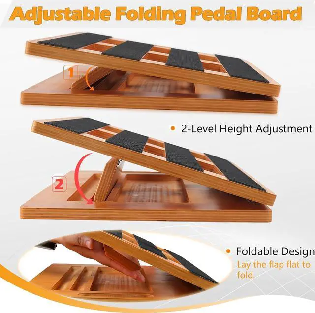 Alt view image 3 of 7 - Wooden Guitar Pedal Board 15.75" x 11.8", Foldable Pedalboard 2-Level Adjustable Height Lightweight Pedal Stand, with 4 Pcs 6 Inch Guitar Patch Cables, Portable Carry Bag, Hook-and-Loop Tapes