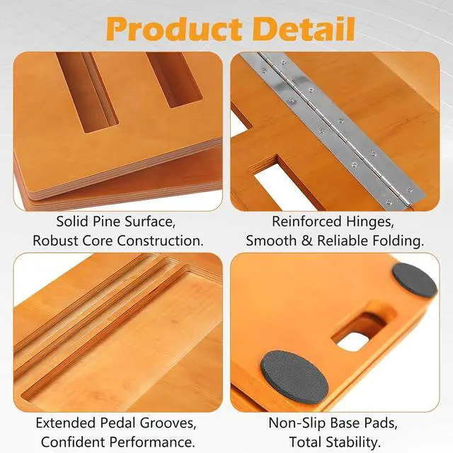 Alt view image 5 of 7 - Wooden Guitar Pedal Board 15.75" x 11.8", Foldable Pedalboard 2-Level Adjustable Height Lightweight Pedal Stand, with 4 Pcs 6 Inch Guitar Patch Cables, Portable Carry Bag, Hook-and-Loop Tapes