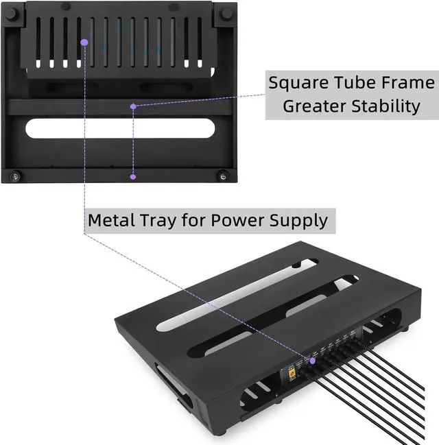 Alt view image 3 of 7 - 14" x 10.6" Guitar Pedal Board with Power Supply Tray, Carry Bag & Mounting Tapes Included (Black, SPB-14S)