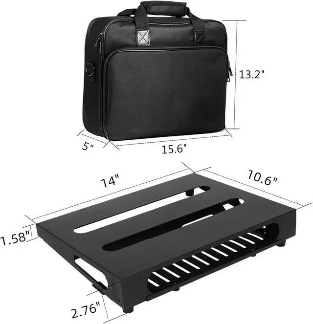 Alt view image 7 of 7 - 14" x 10.6" Guitar Pedal Board with Power Supply Tray, Carry Bag & Mounting Tapes Included (Black, SPB-14S)