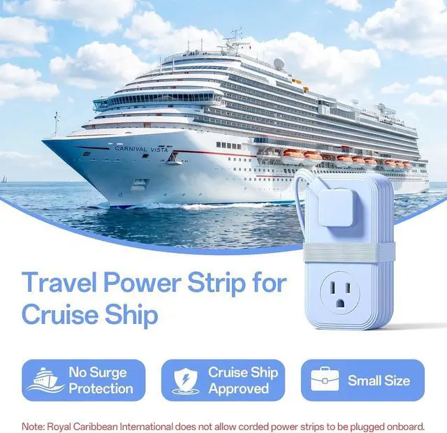 Alt view image 3 of 7 - Travel Power Strip, 2 Pcs Extension Cord with Multiple Outlets, 3.3FT Wrapped Extension Flat Plug Power Strip with 4 AC Outlets for Travel, Hotel, Cruise Approved, No Surge Protection, Blue