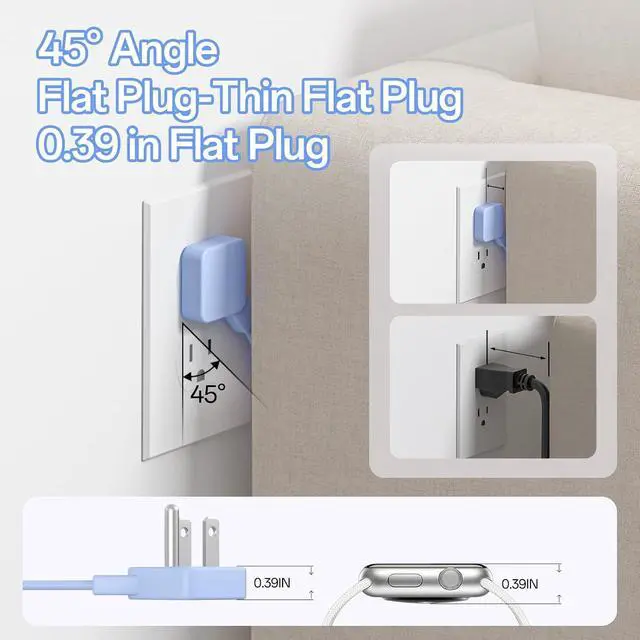 Alt view image 5 of 7 - Travel Power Strip, 2 Pcs Extension Cord with Multiple Outlets, 3.3FT Wrapped Extension Flat Plug Power Strip with 4 AC Outlets for Travel, Hotel, Cruise Approved, No Surge Protection, Blue