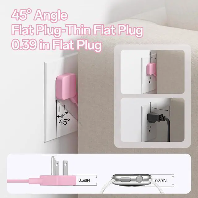 Alt view image 6 of 7 - Travel Power Strip, Extension Cord with Multiple Outlets, 6.5FT Wrapped Extension Flat Plug Power Strip with 4 AC Outlets for Travel, Hotel, Cruise Approved, No Surge Protection, Pink