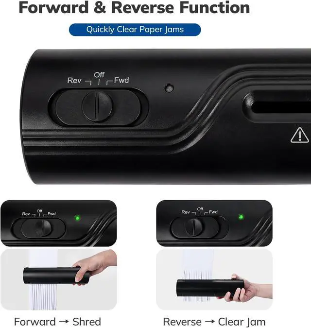 Alt view image 5 of 7 - Mini Paper Shredder, Portable Paper Shredder for Home, 3-Sheet Strip Cut 4mm, Compact Paper Shredder with Forward & Reverse and Overheat Protection, Small Shredder for Desk and Home Office (L, Black)