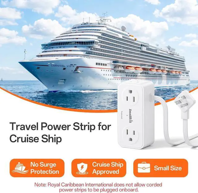 Alt view image 4 of 7 - Power Strip with USB, 2 Pcs Flat Extension Cord with Multiple Outlets3.3FT Flat Plug Power Bar with 4 Outlet Extender for Travel, Hotel, Dorm, Cruise Eessentials, No Surge Protection, White