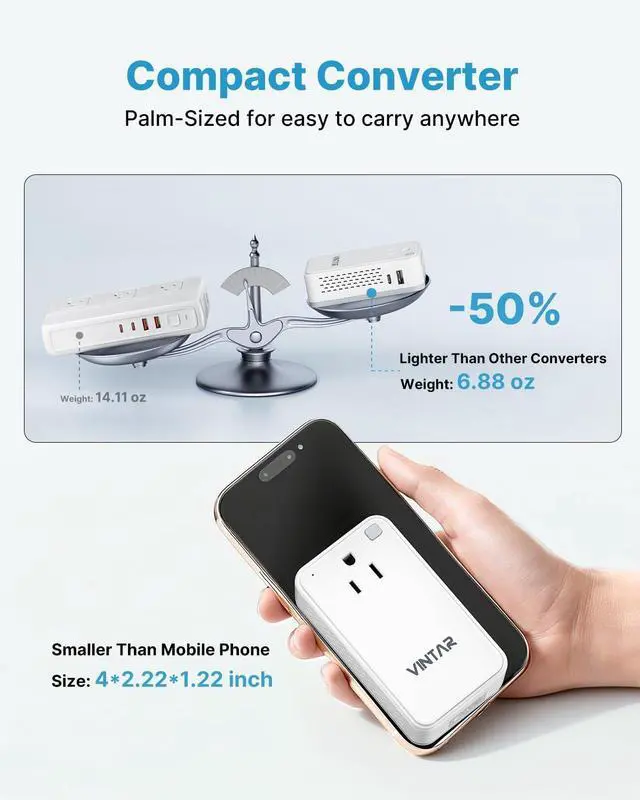 Alt view image 2 of 7 - Mini 220V to 110V Converter for European Travel, 200W Universal Travel Adapter Voltage Converter US to Europe, International Step Down Power Converter Adapter Combo for EU UK AUS India