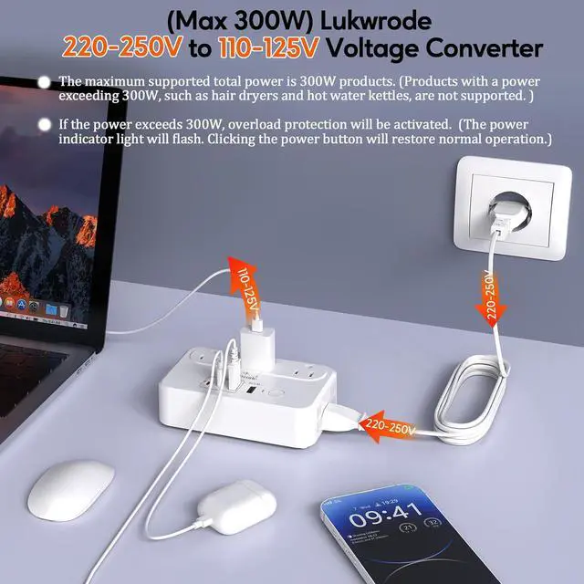 Alt view image 4 of 6 - 220V to 110V Voltage Converter Universal Travel Adapter with 35W PD 2 Type C Port 2 USB A Port,US to Europe International Power Converter Combo Plug for Worldwide European US EU AU UK White-Q