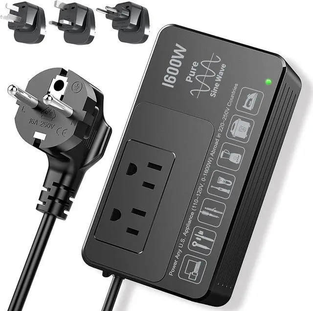 Main image of 1600W 220V to 110V Voltage Converter, Power Any American Appliances in 220-250V, Plug & Play, No Limitations, Universal Power Plug Adapter Voltage Converter US to Europe International Travel