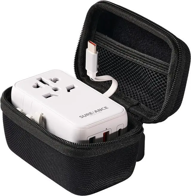 Main image of 70W Universal Travel Adapter, Plug Adapter with One 65W Fast Charging USB C Cable, 1XUSB-C PD & 2XUSB-A QC, Best Gift Travel Essentials with Type A, C, G, I,J,D Outputs for Europe, Spain