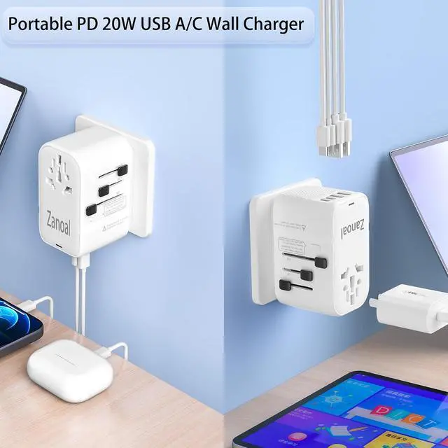 Alt view image 6 of 6 - 220V to 110V Converter for European Travel,Step Down Voltage Converter US to Europe,Universal Travel Power Adapter with 2 Type C +2 USB A,PD20W,USA/UK/EU/AUS/China Vacation Travel Essentials