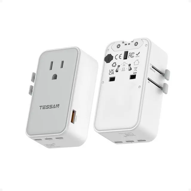 Main image of Universal Travel Adapter 70W, Ultra Thin International Power Adapter with 4 USB Ports (3 USB C), Worldwide Plug Adaptor for US to European UK Australia Spain France Ireland (Type C G A I)