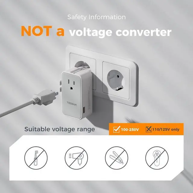 Alt view image 6 of 7 - Universal Travel Adapter 70W, Ultra Thin International Power Adapter with 4 USB Ports (3 USB C), Worldwide Plug Adaptor for US to European UK Australia Spain France Ireland (Type C G A I)