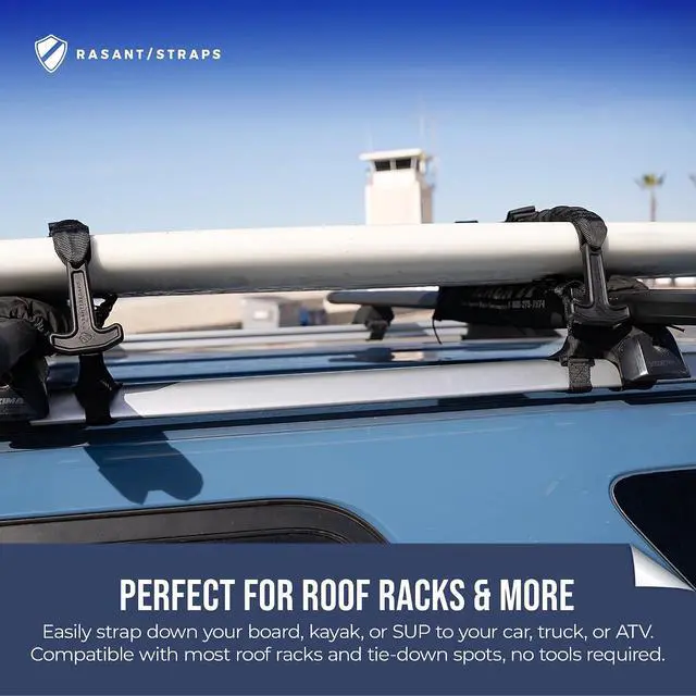 Alt view image 4 of 6 - T-Pull Quick-Release Tie-Down Strap (2 Straps Included) Fast, One-Handed Strap System for Surfboards, Paddleboards, Kayaks & Roof Racks Ultra-Durable, Easy to Use, No Knots or Hassle