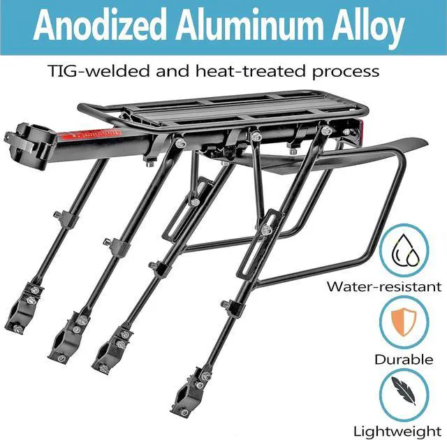 Alt view image 2 of 7 - Rear Bike Rack,310 LB Capacity Solid Bearings Bike Cargo Rack w/Fender & Large Size Reflective,Quick Release Mountain Road Bicycle Rear Racks,Universal Bike Luggage Touring Carrier Rack,