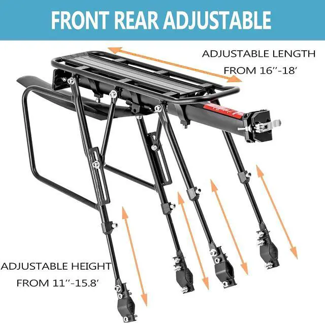 Alt view image 4 of 7 - Rear Bike Rack,310 LB Capacity Solid Bearings Bike Cargo Rack w/Fender & Large Size Reflective,Quick Release Mountain Road Bicycle Rear Racks,Universal Bike Luggage Touring Carrier Rack,