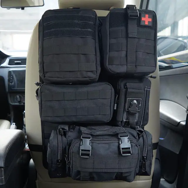 Main image of Universal Tactical Seat Back Organizer Vehicle Molle Panel Organizer Storage Bag with 5 Detachable Molle Pouch for All Vehicel Such as Jeep,Truck,SUV, Car, Ford,Chevy etc