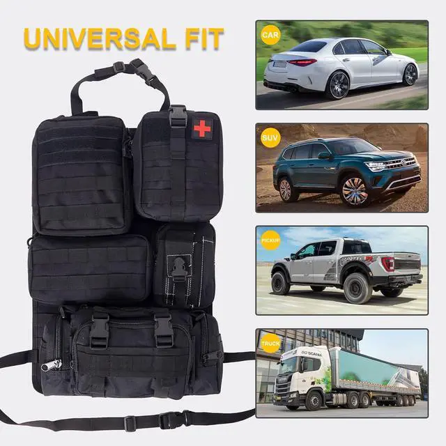 Alt view image 6 of 7 - Universal Tactical Seat Back Organizer Vehicle Molle Panel Organizer Storage Bag with 5 Detachable Molle Pouch for All Vehicel Such as Jeep,Truck,SUV, Car, Ford,Chevy etc