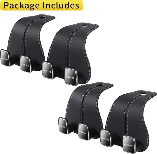 Alt view image 7 of 7 - Wide Purse Hook for Car, Twin Hook Leather Car Headrest Hangers, Car Seat Back Storage Hook, Headrest Hooks Purse Bag Holder for Car Universal Fit Sedan Trucks SUVs Most Vehicles (Black-4PCS)