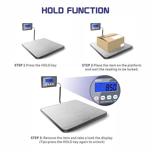 Alt view image 6 of 7 - Shipping Scale, 400lb/1oz, Digital Postal Scale with Hold/auto-Off/Tare Function, Mail Scale for Packages/Pets/Luggage/Office, Heavy Duty Scale, Batteries & USB Cable Included