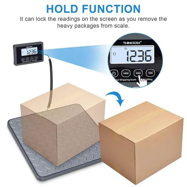 Alt view image 3 of 7 - Shipping Scale, 440 lbs/1 oz Highly Accurate Postal Scale with Hold/Tare/LCD Display, Lightweight Digital Postage Scale for Packages/Luggage/Post Office/Dog, Battery & AC Adapter Included