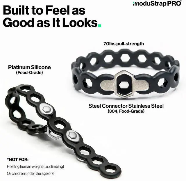 Alt view image 3 of 7 - EDC Modular Strap System 5 Pack, Adjustable Silicone Gear Ties for Outdoor/Survival/Camping Strap EDC Carry