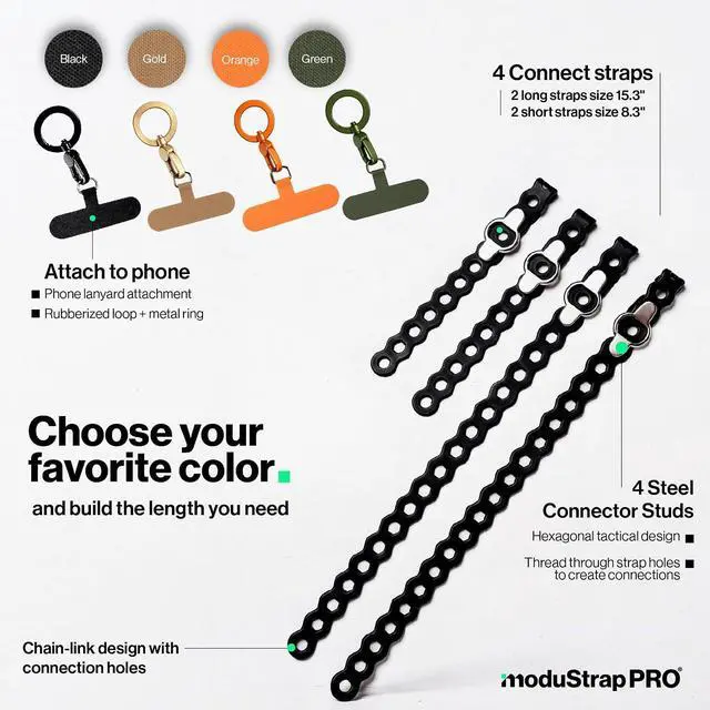 Alt view image 5 of 7 - EDC Modular Strap System 5 Pack, Adjustable Silicone Gear Ties for Outdoor/Survival/Camping Strap EDC Carry
