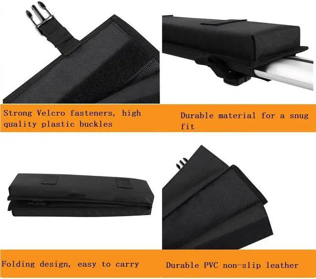 Alt view image 4 of 6 - Roof Rack Cross Pads Fit on Cross Bars with Mountain Buckle,Nylon Cord Strap,Oversized Organizer Pouch for Kayak/Surfboard/SUP
