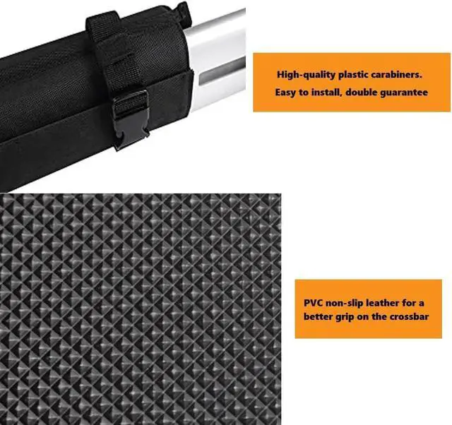 Alt view image 5 of 6 - Roof Rack Cross Pads Fit on Cross Bars with Mountain Buckle,Nylon Cord Strap,Oversized Organizer Pouch for Kayak/Surfboard/SUP
