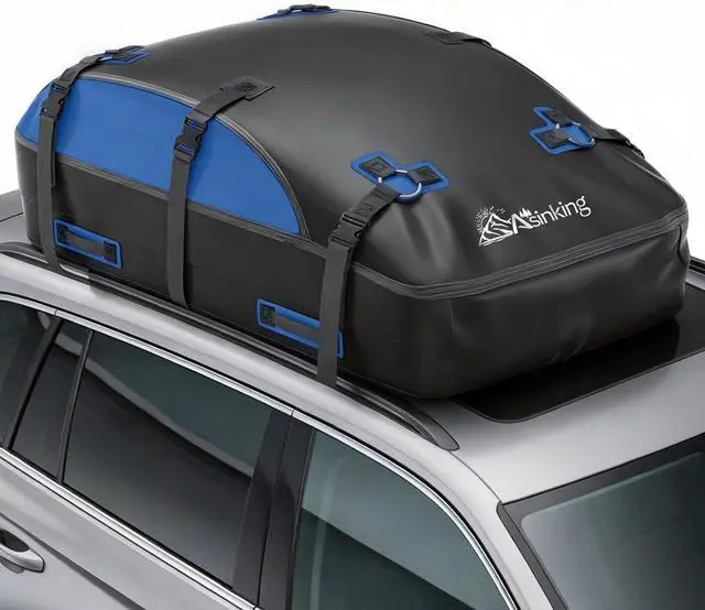 Main image of Car Rooftop Cargo Carrier Bag 20 Cubic Feet, 100% Waterproof Roof Bag Top Luggage Carrier for Any Vehicles with/without Rack Cross Bar, Includes Anti-Slip Mat +4 Door Hooks +Storage Bag +Lock