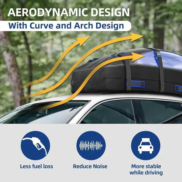 Alt view image 3 of 7 - Car Rooftop Cargo Carrier Bag 20 Cubic Feet, 100% Waterproof Roof Bag Top Luggage Carrier for Any Vehicles with/without Rack Cross Bar, Includes Anti-Slip Mat +4 Door Hooks +Storage Bag +Lock