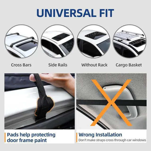 Alt view image 6 of 7 - Car Rooftop Cargo Carrier Bag 20 Cubic Feet, 100% Waterproof Roof Bag Top Luggage Carrier for Any Vehicles with/without Rack Cross Bar, Includes Anti-Slip Mat +4 Door Hooks +Storage Bag +Lock