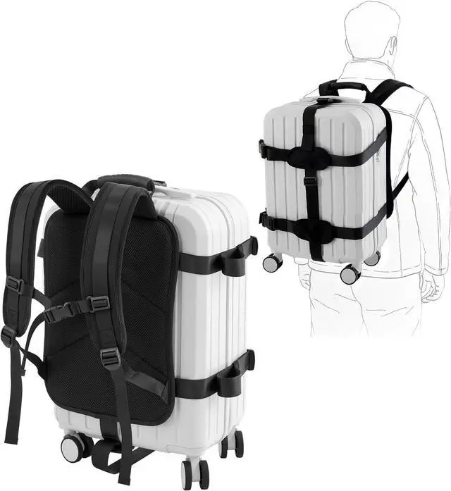 Main image of Backpack Conversion Straps for 22-26 Inch Hard Luggage, Adjustable Suitcase Carrier with Padded Back Panel, Quick-release Buckles, Chest Strap, Fits Non-expanded Hard Cases