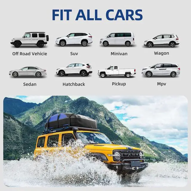 Alt view image 7 of 7 - Car Rooftop Cargo Carrier Bag 20 Cubic Feet, 100% Waterproof Roof Bag Top Luggage Carrier for Any Vehicles with/without Rack Cross Bar, Includes Anti-Slip Mat +4 Door Hooks +Storage Bag +Lock