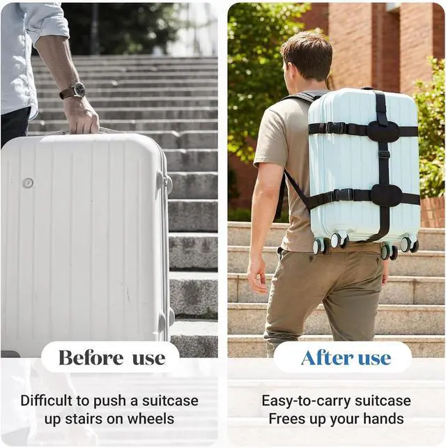 Alt view image 3 of 6 - Backpack Conversion Straps for 22-26 Inch Hard Luggage, Adjustable Suitcase Carrier with Padded Back Panel, Quick-release Buckles, Chest Strap, Fits Non-expanded Hard Cases