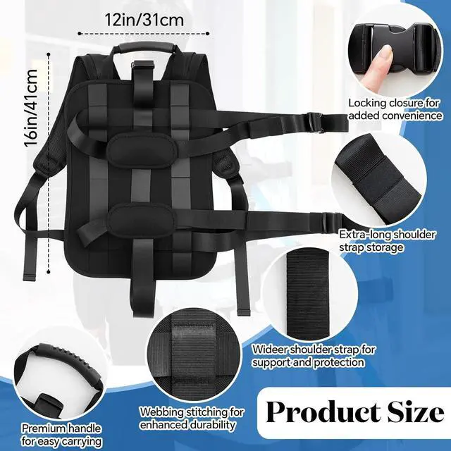 Alt view image 4 of 6 - Backpack Conversion Straps for 22-26 Inch Hard Luggage, Adjustable Suitcase Carrier with Padded Back Panel, Quick-release Buckles, Chest Strap, Fits Non-expanded Hard Cases