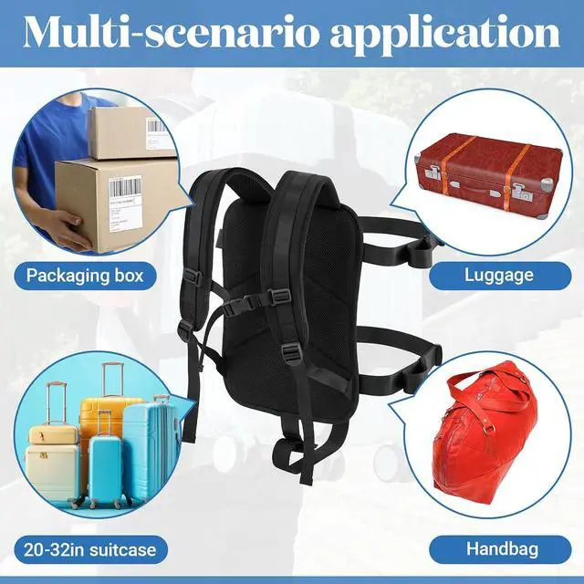 Alt view image 5 of 6 - Backpack Conversion Straps for 22-26 Inch Hard Luggage, Adjustable Suitcase Carrier with Padded Back Panel, Quick-release Buckles, Chest Strap, Fits Non-expanded Hard Cases